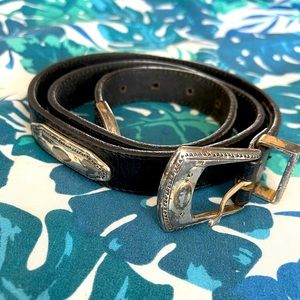Vintage Brighton Black Leather Decorative Belt